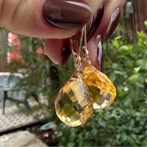 Solid 14k Vintage Citrine Earrings